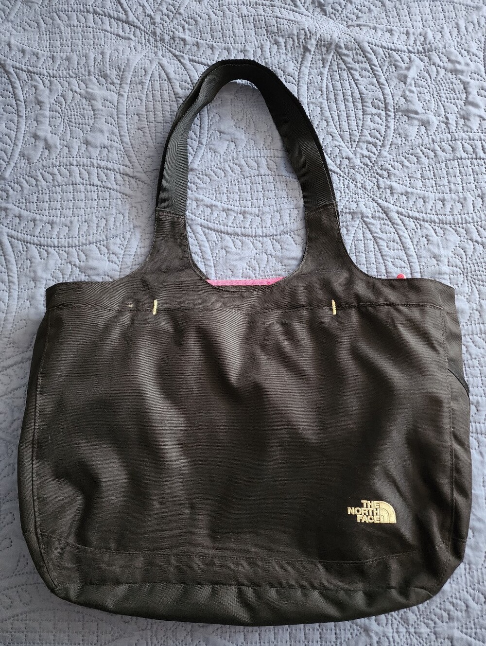 The North Face Black Tote Bag with Pink Trim